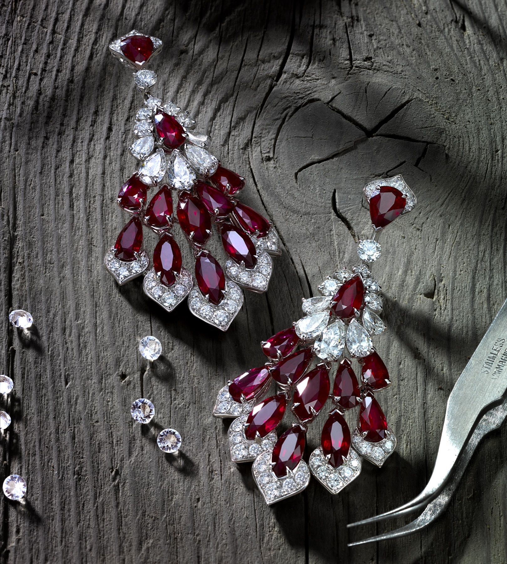 Ruby earrings — editorial