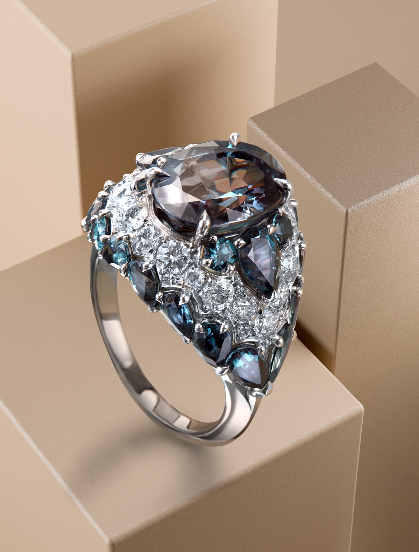 Coloured stone ring — studio